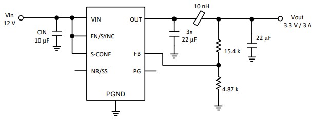 Application Circuit Diagram - Texas Instruments TPSM8291x Synchronous Buck Converter Module